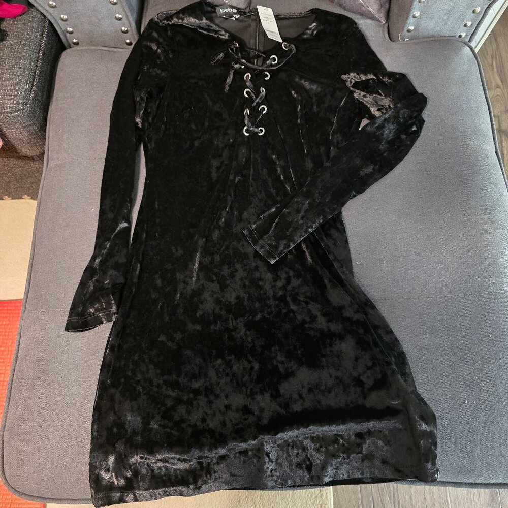 Black brand new bebe velvet dress